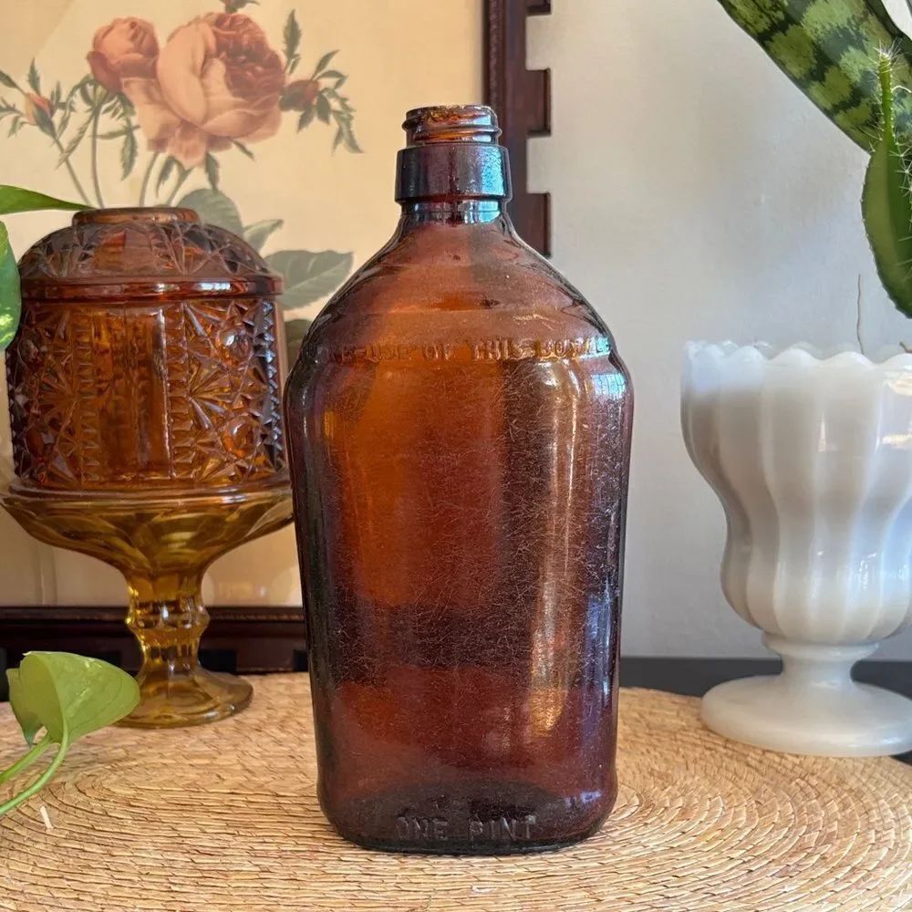 🎀Vintage🎀 1940s/50s Amber Glass Bottle Found In The Sea